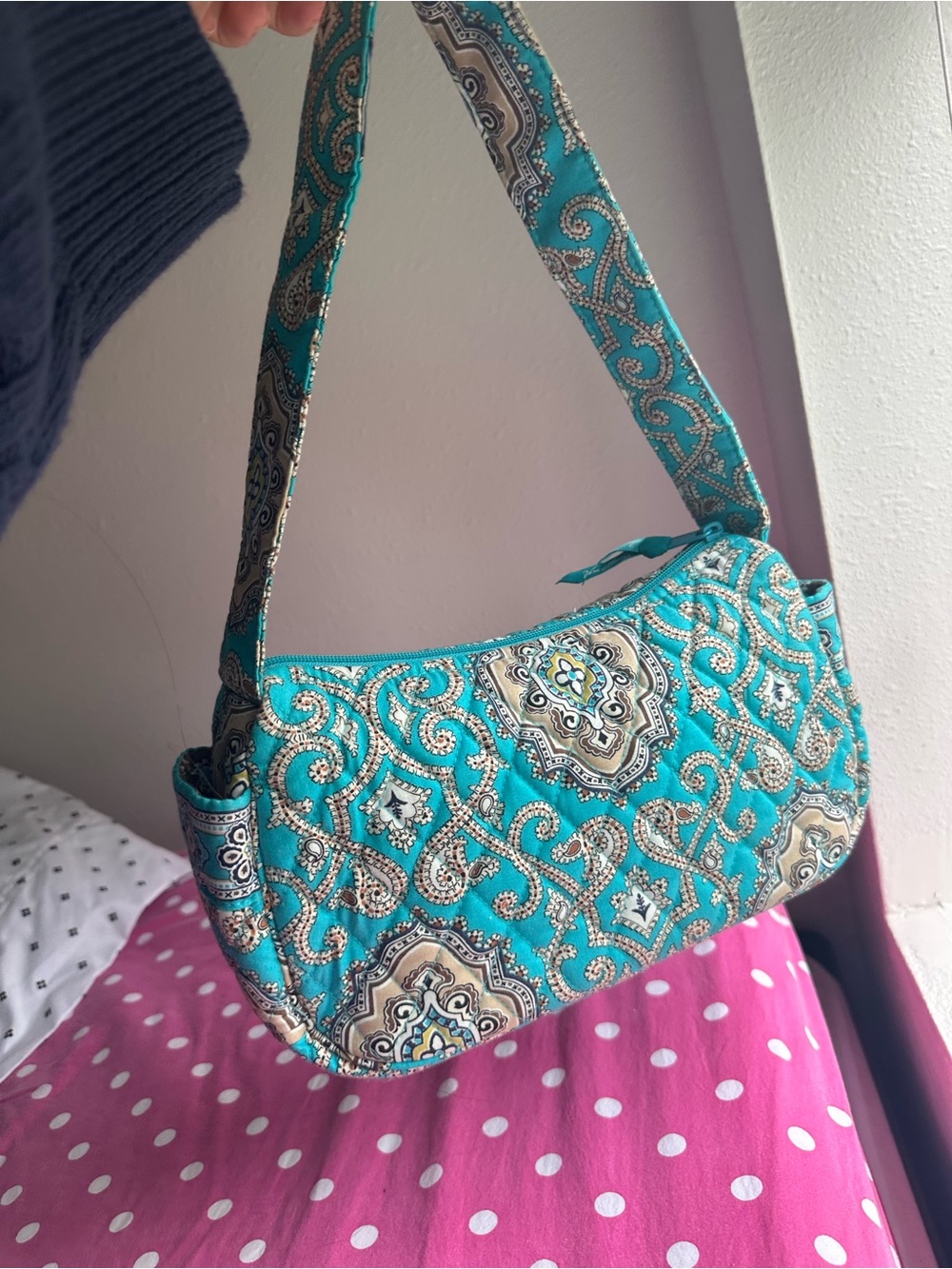 Vera Bradley Teal Quilted Paisley Hobo Bag